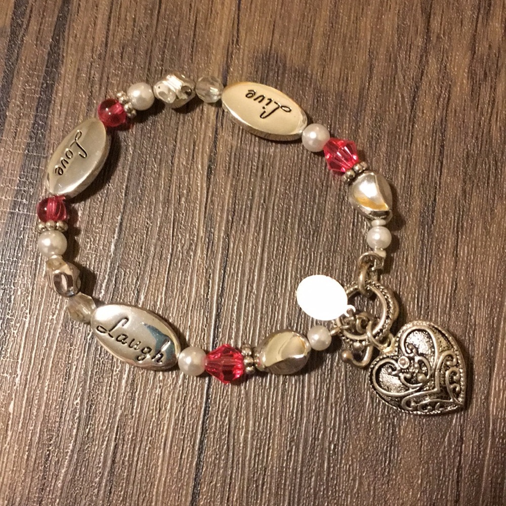 Silver and pink bracelet